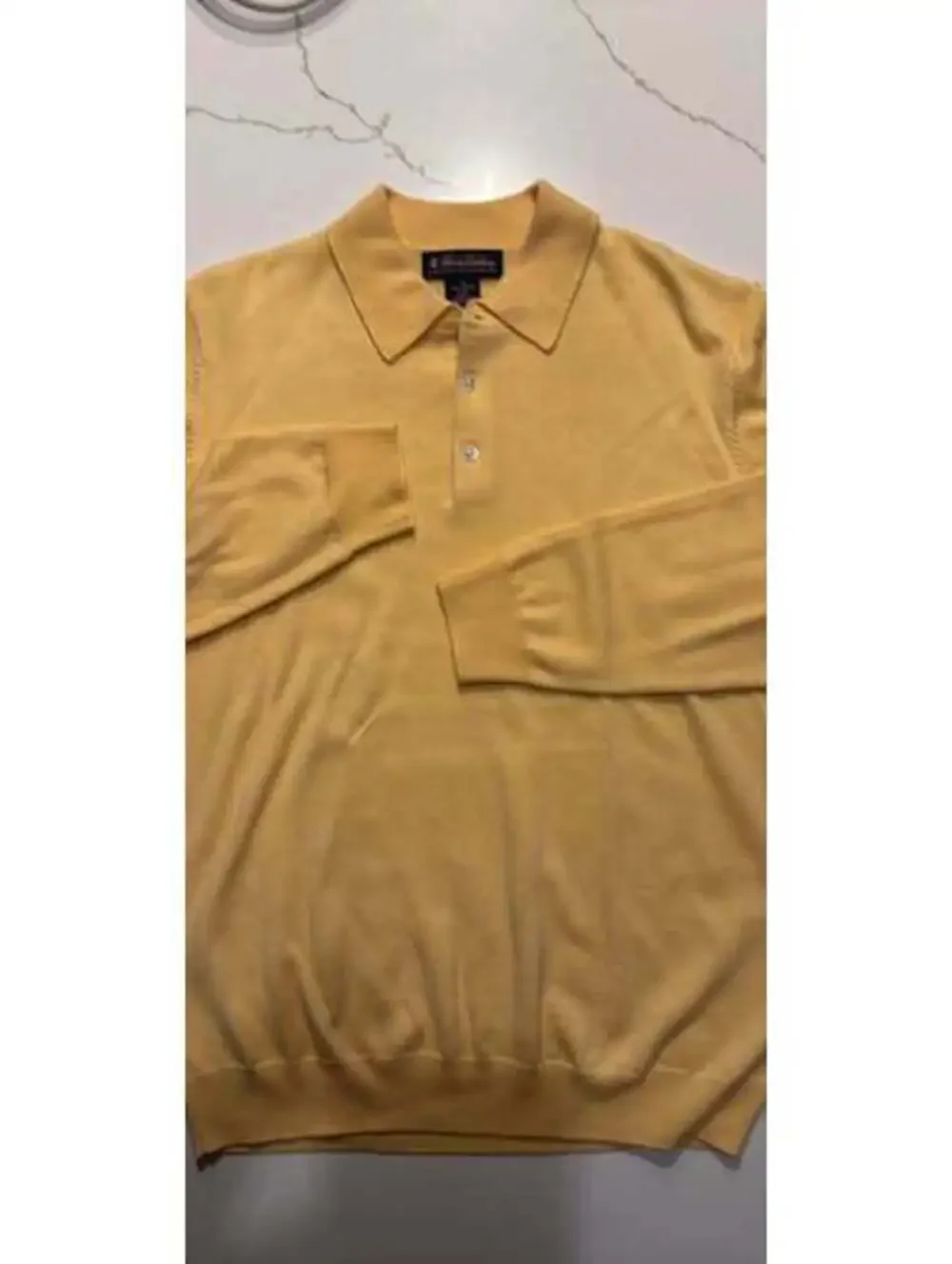 Brooks Brothers Fone Merino 100% Wool Polo Sweater Medium Mustard Yellow